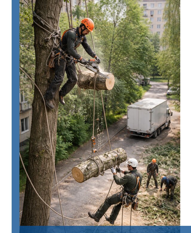 Спил деревьев альпинистами в Кинели, безопасно и без повреждений