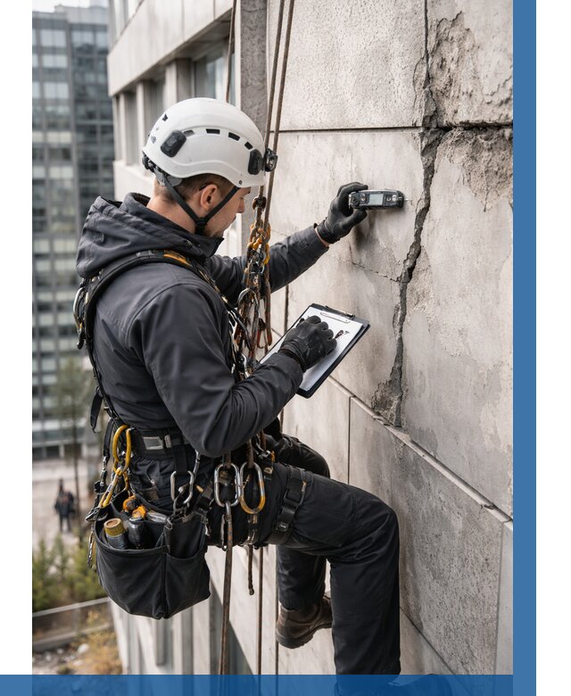 Обследование фасада альпинистами в Кинели от 122 р. | ВЫСОТНИК-Кнл