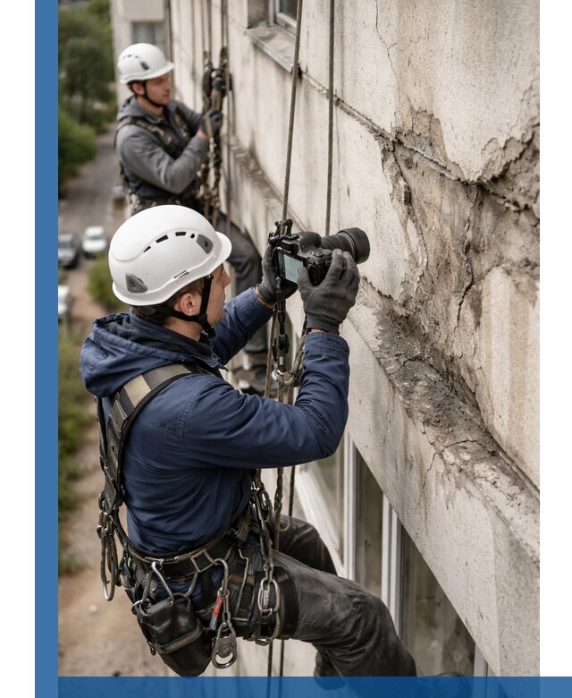 Фотофиксация дефектов фасада с высотной съемкой в Кинели