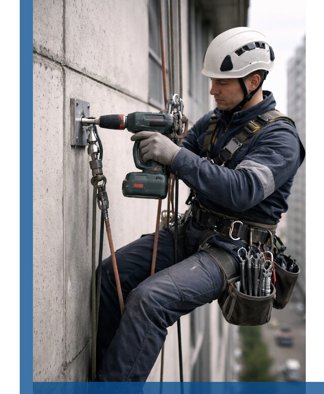 Установка анкерных точек для высотных работ в Кинели