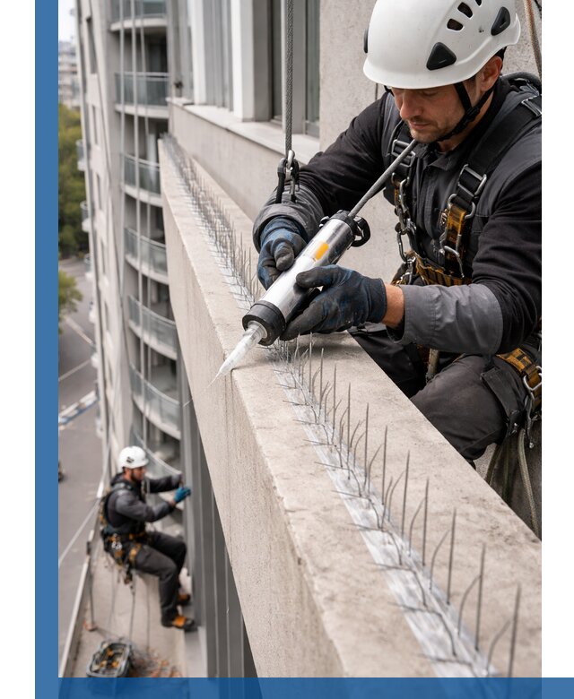 Установка шипов от птиц на фасадах и кровлях в Кинели